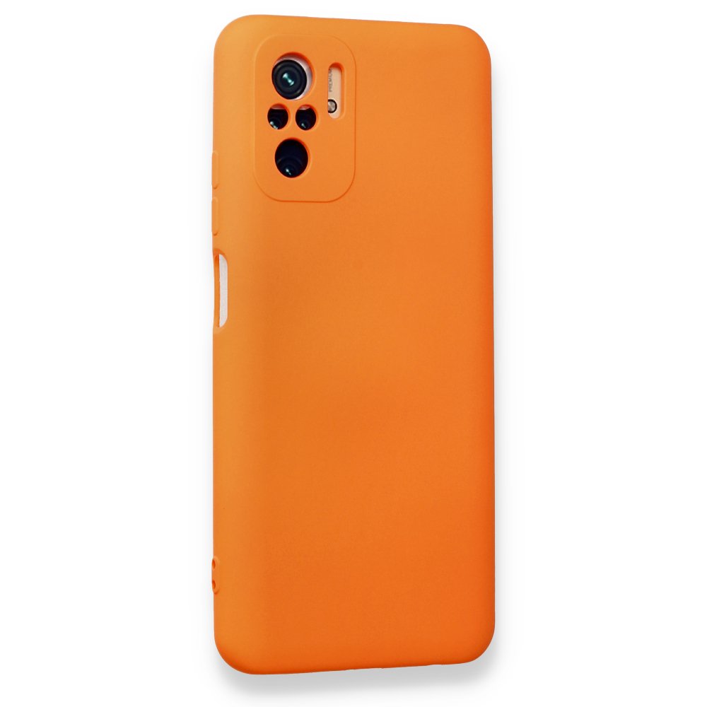 Newface Xiaomi Redmi Note 10S Kılıf Nano içi Kadife  Silikon - Turuncu
