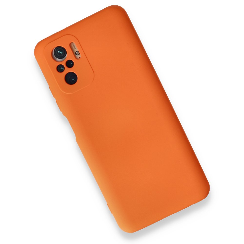 Newface Xiaomi Redmi Note 10S Kılıf Nano içi Kadife Silikon - Turuncu