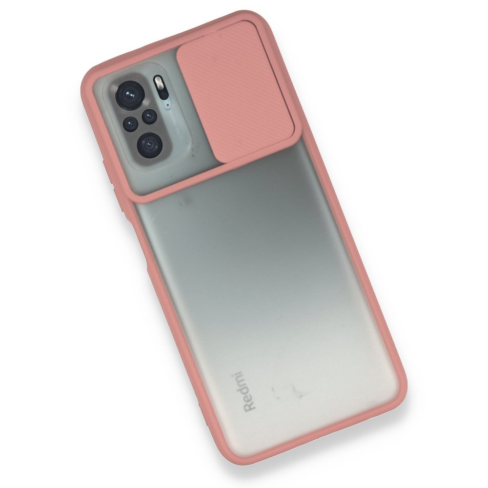 Newface Xiaomi Redmi Note 10S Kılıf Palm Buzlu Kamera Sürgülü Silikon - Pembe