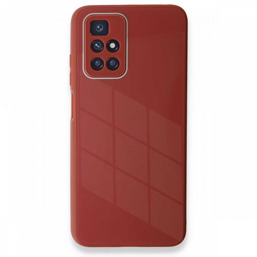 Newface Xiaomi Redmi Note 11 4G Kılıf Glass Kapak - Bordo