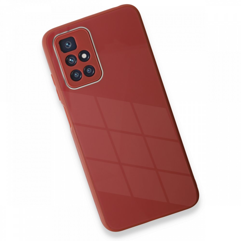 Newface Xiaomi Redmi Note 11 4G Kılıf Glass Kapak - Bordo