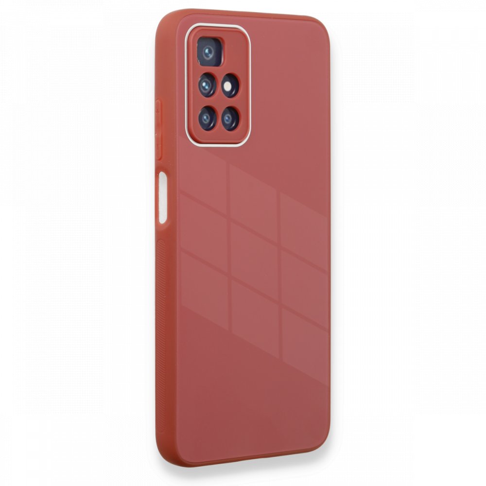 Newface Xiaomi Redmi Note 11 4G Kılıf Glass Kapak - Bordo