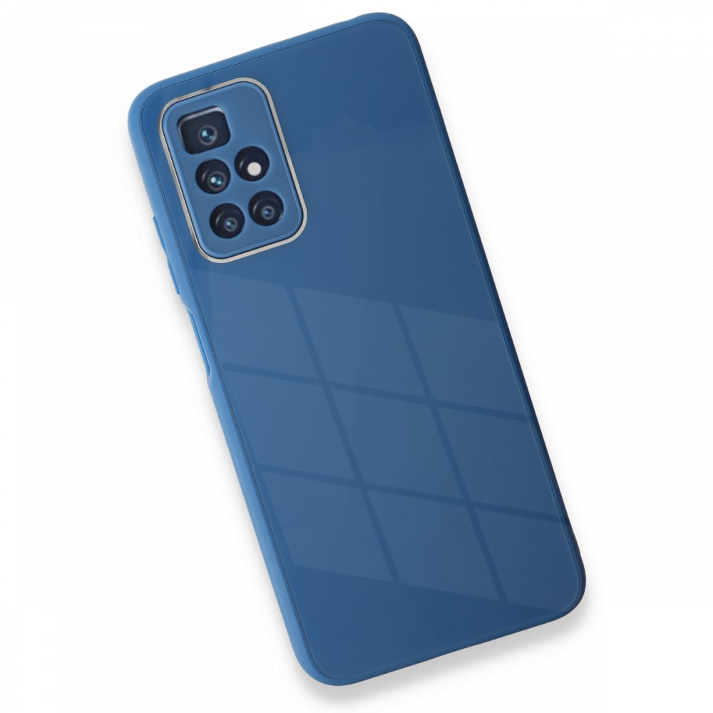 Newface Xiaomi Redmi Note 11 4G Kılıf Glass Kapak - Mavi