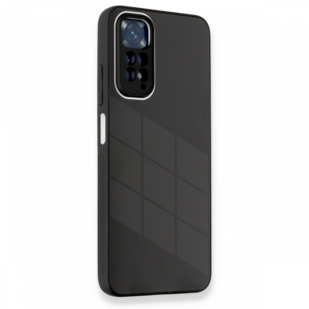 Newface Xiaomi Redmi Note 11 Kılıf Glass Kapak - Siyah