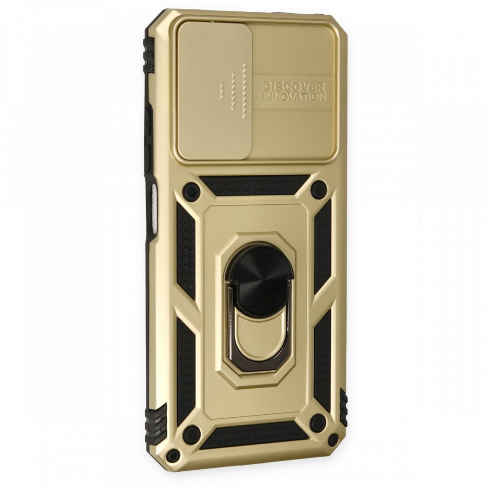 Newface Xiaomi Redmi Note 11 Kılıf Pars Lens Yüzüklü Silikon - Gold