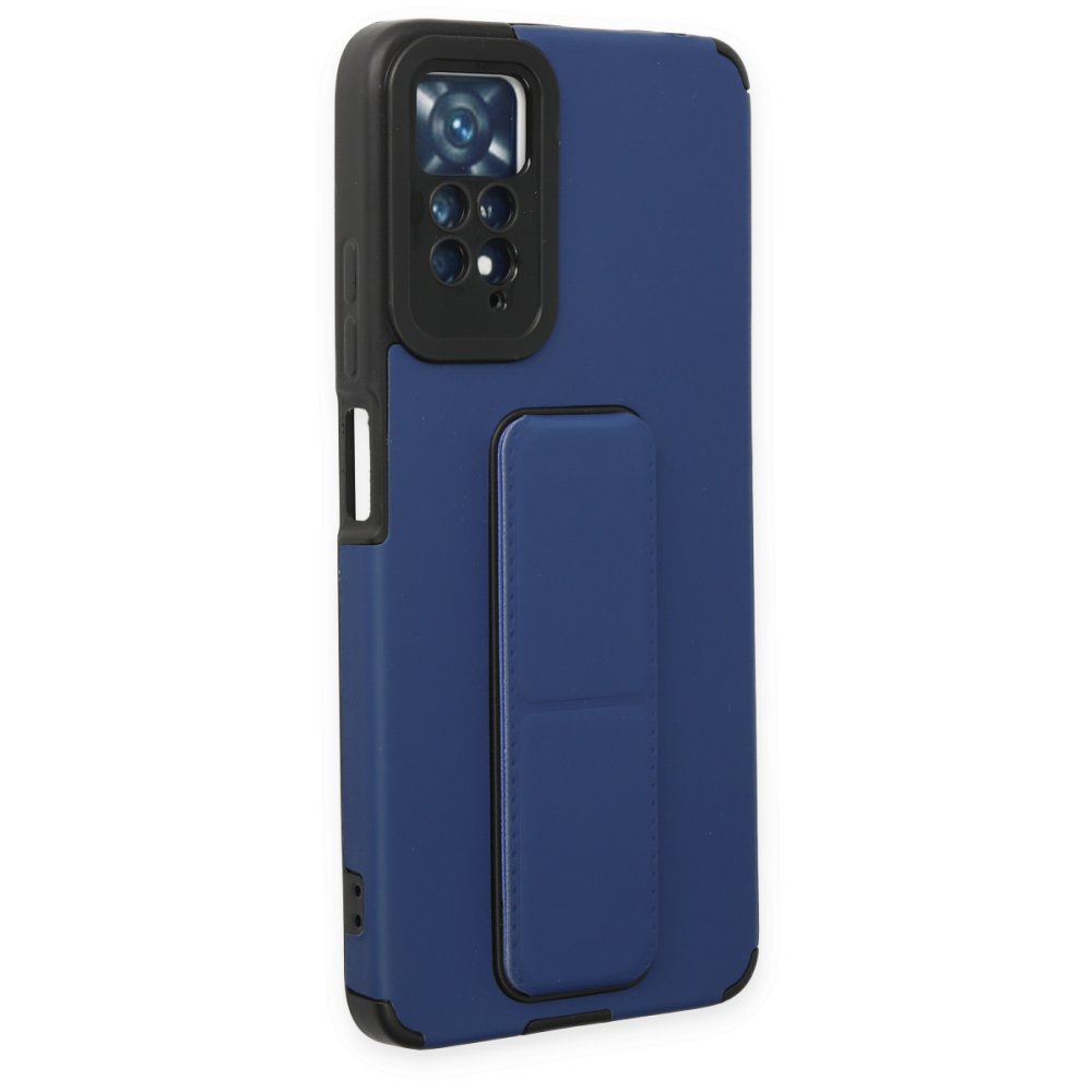 Newface Xiaomi Redmi Note 11 Pro Kılıf Mega Standlı Silikon - Mavi