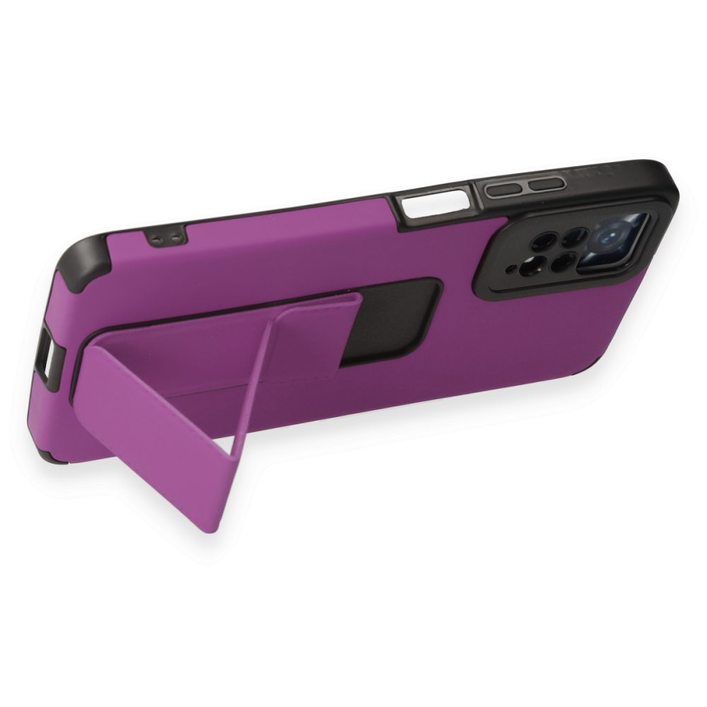 Newface Xiaomi Redmi Note 11 Pro Kılıf Mega Standlı Silikon - Mor