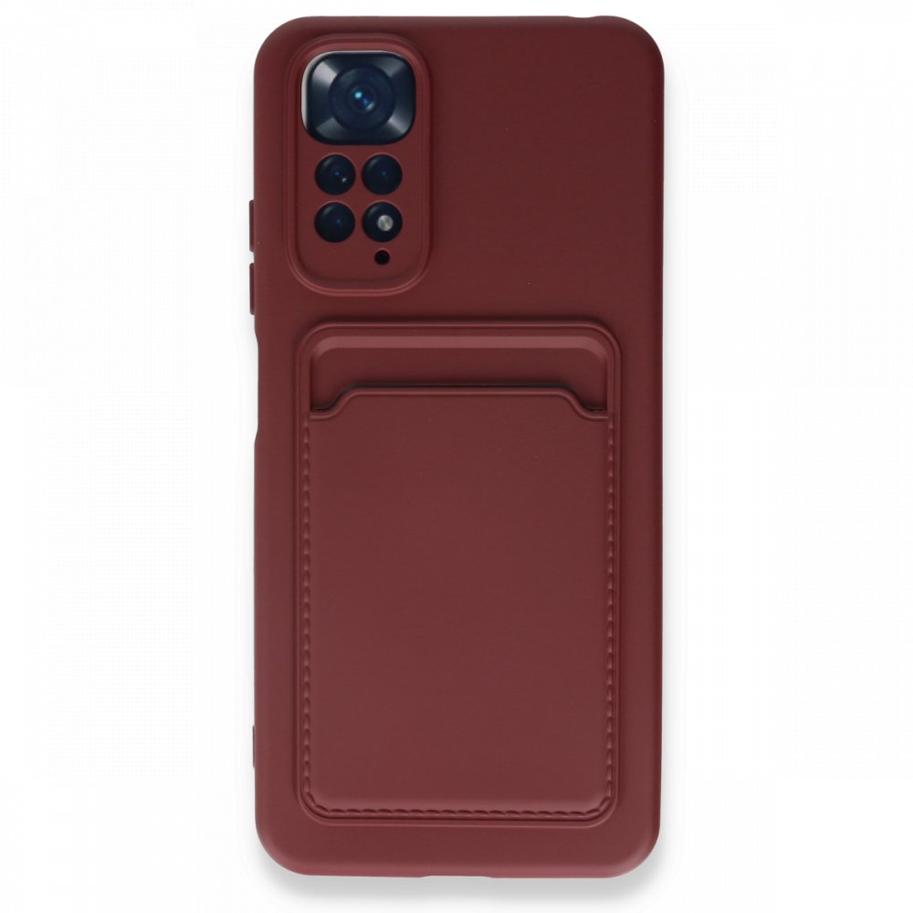 Newface Xiaomi Redmi Note 11S Kılıf Kelvin Kartvizitli Silikon - Bordo