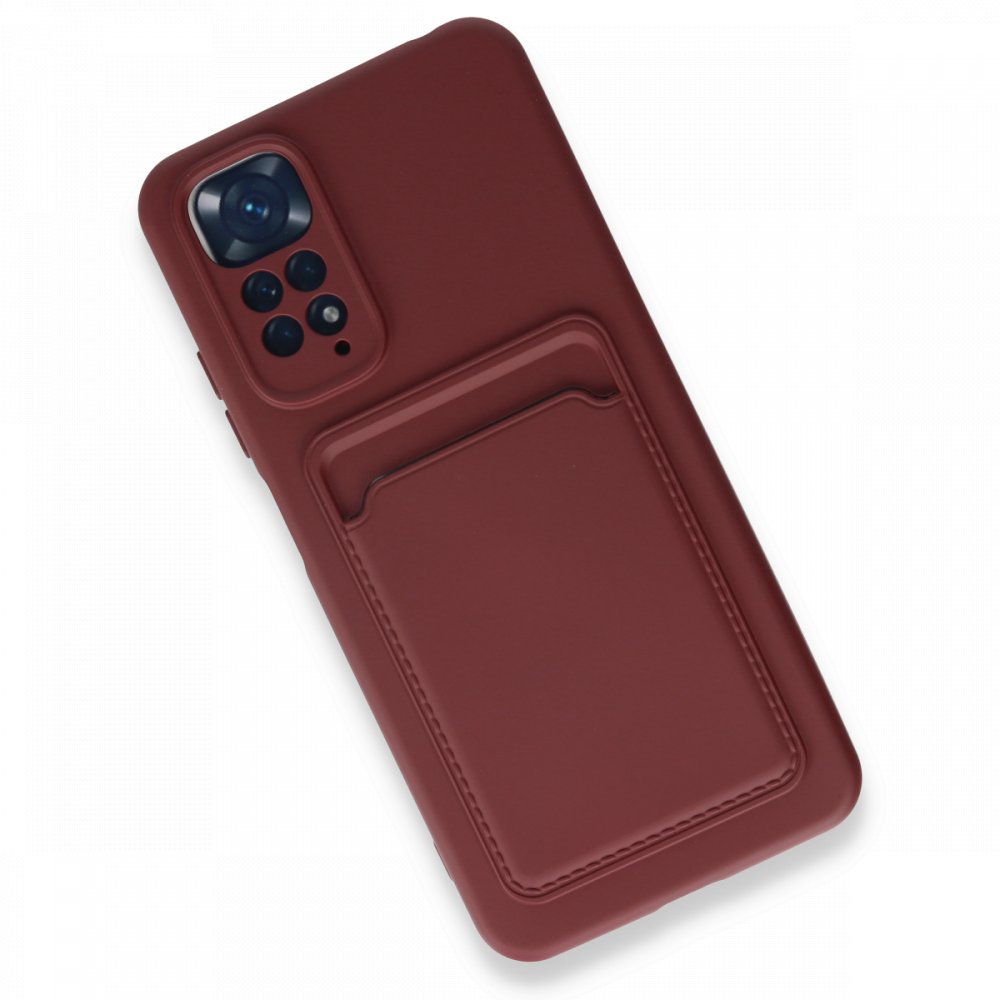 Newface Xiaomi Redmi Note 11S Kılıf Kelvin Kartvizitli Silikon - Bordo