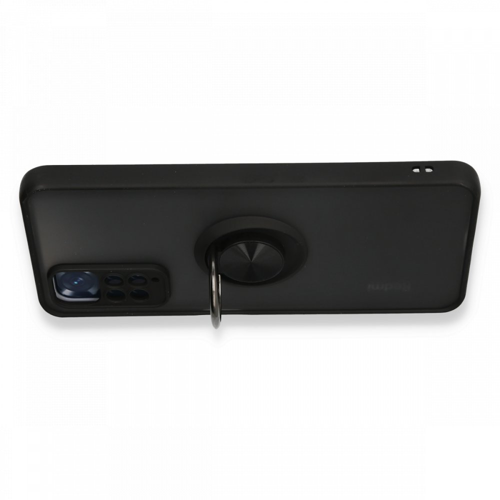 Newface Xiaomi Redmi Note 11S Kılıf Montreal Yüzüklü Silikon Kapak - Siyah