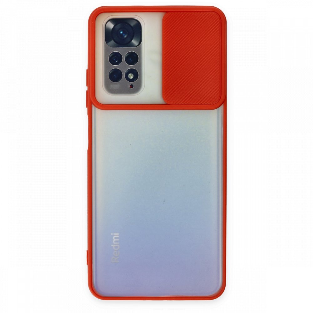Newface Xiaomi Redmi Note 11S Kılıf Palm Buzlu Kamera Sürgülü Silikon - Kırmızı