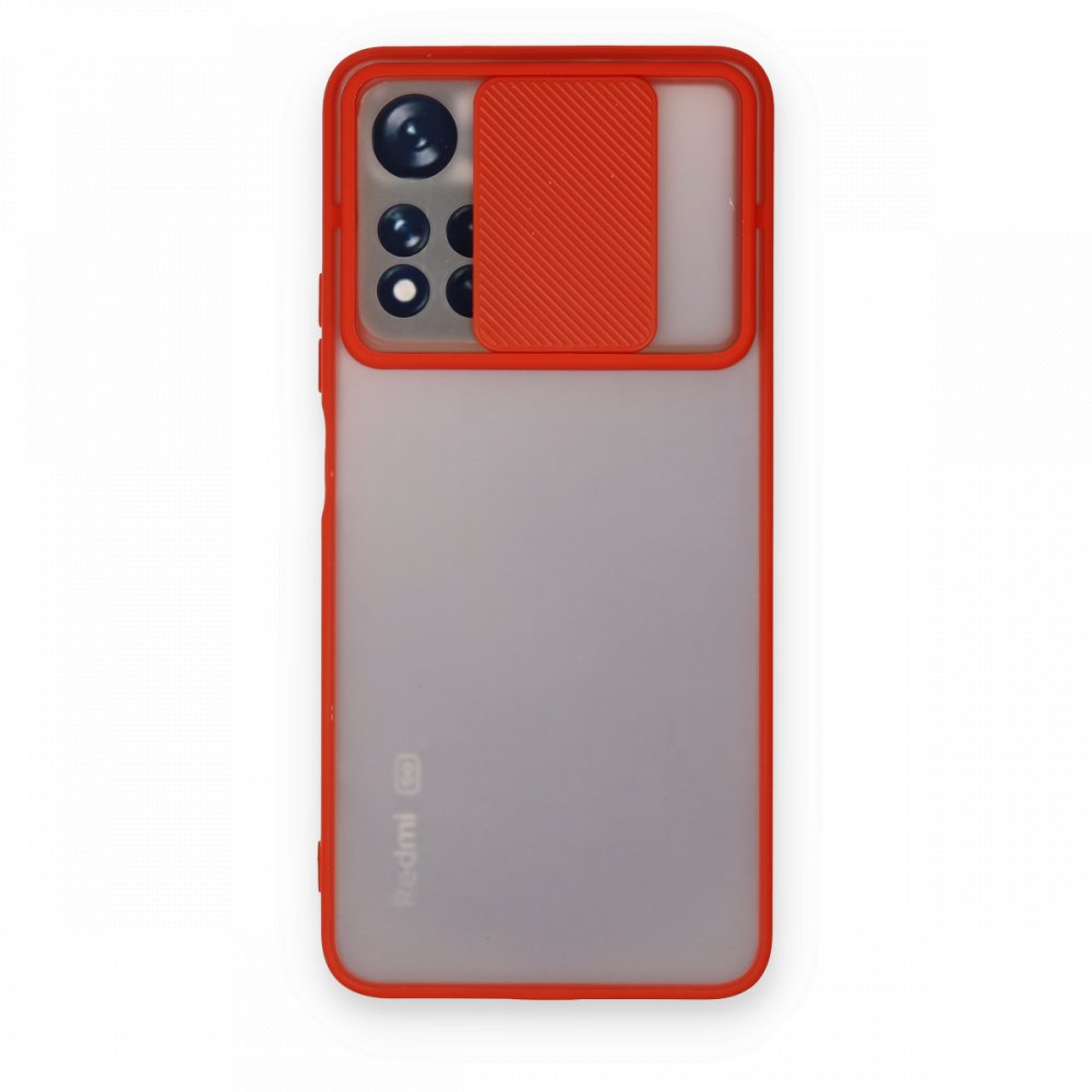 Newface Xiaomi Redmi Note 11T Kılıf Palm Buzlu Kamera Sürgülü Silikon - Kırmızı