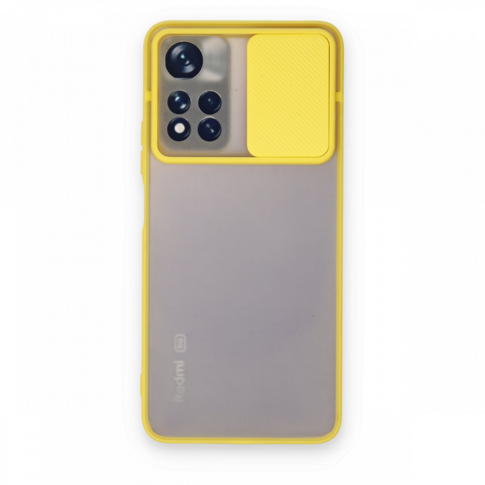 Newface Xiaomi Poco M4 Pro 5G Kılıf Palm Buzlu Kamera Sürgülü Silikon - Sarı