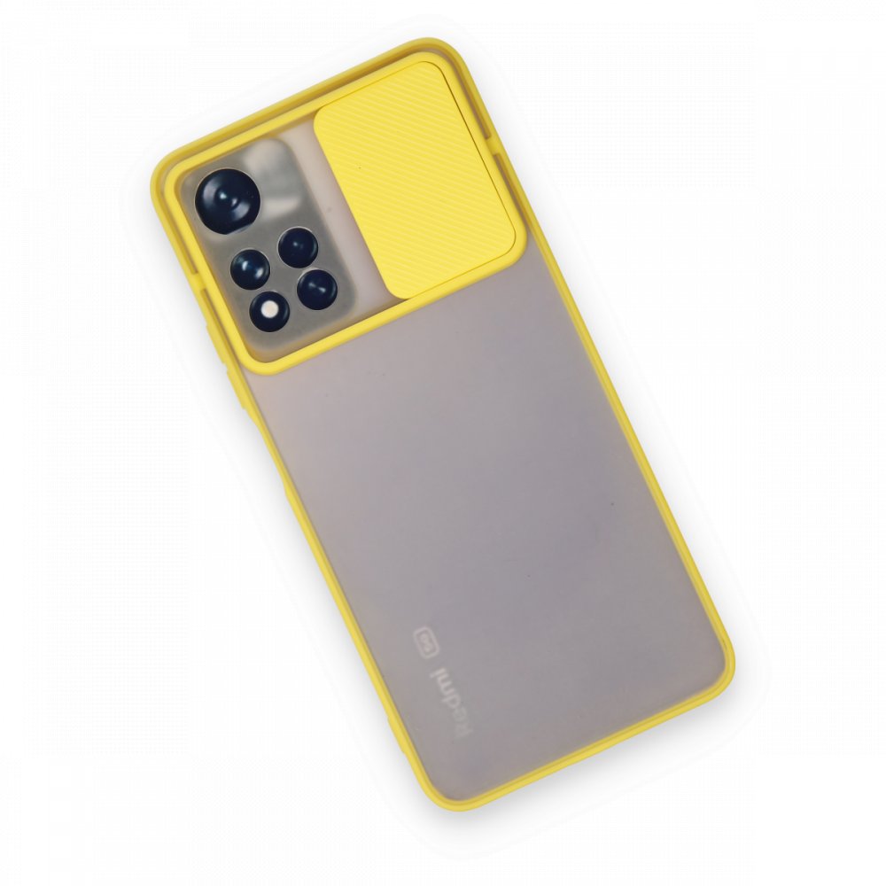 Newface Xiaomi Redmi Note 11T Kılıf Palm Buzlu Kamera Sürgülü Silikon - Sarı