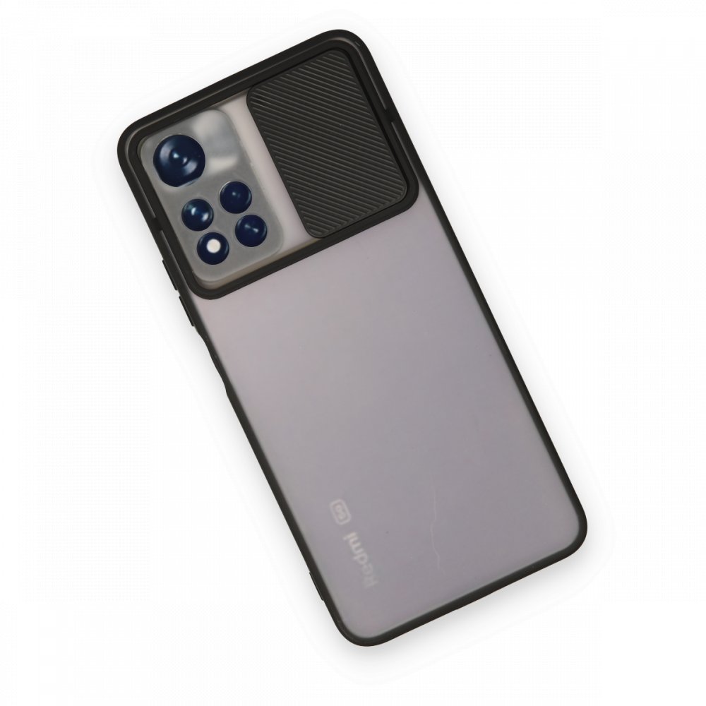 Newface Xiaomi Poco M4 Pro 5G Kılıf Palm Buzlu Kamera Sürgülü Silikon - Siyah