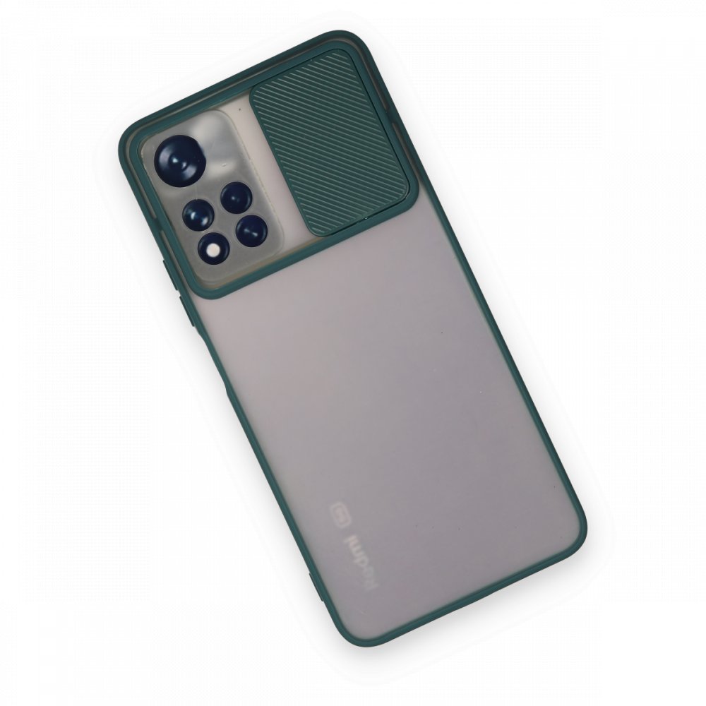 Newface Xiaomi Redmi Note 11T Kılıf Palm Buzlu Kamera Sürgülü Silikon - Yeşil