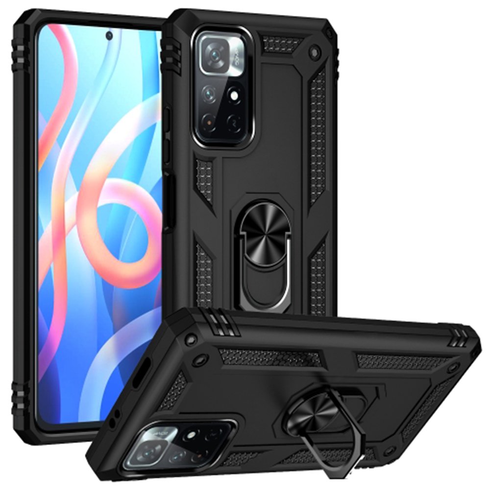 Newface Xiaomi Redmi Note 11T Kılıf Sofya Yüzüklü Silikon Kapak - Siyah