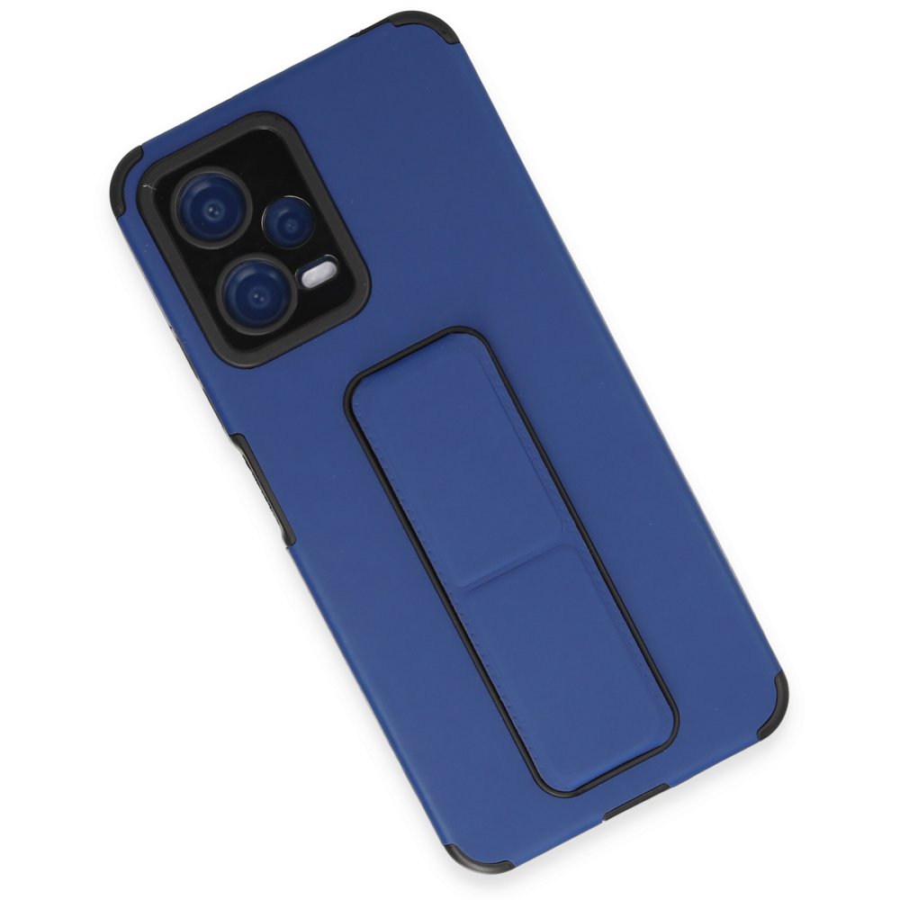 Newface Xiaomi Redmi Note 12 5G Kılıf Mega Standlı Silikon - Mavi