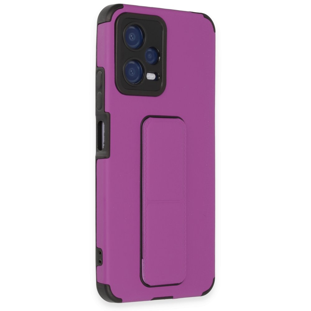 Newface Xiaomi Redmi Note 12 5G Kılıf Mega Standlı Silikon - Mor
