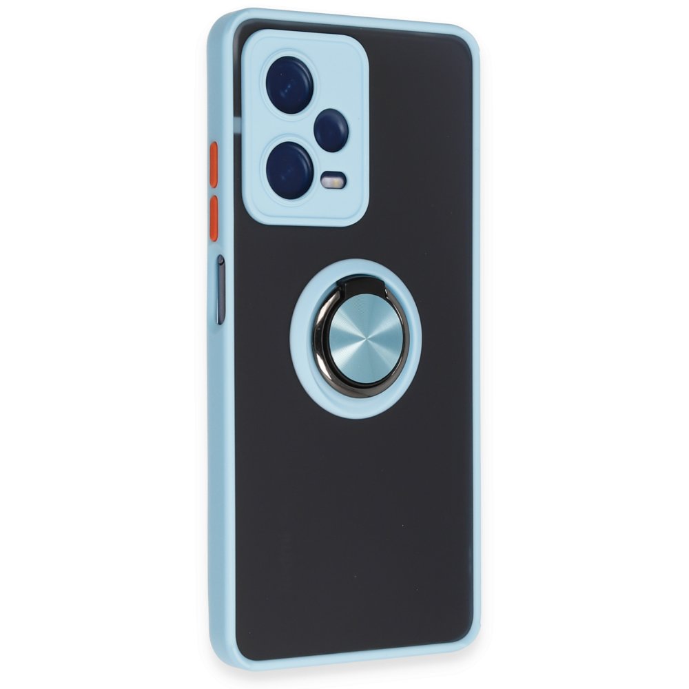 Newface Xiaomi Redmi Note 12 5G Kılıf Montreal Yüzüklü Silikon Kapak - Buz Mavi