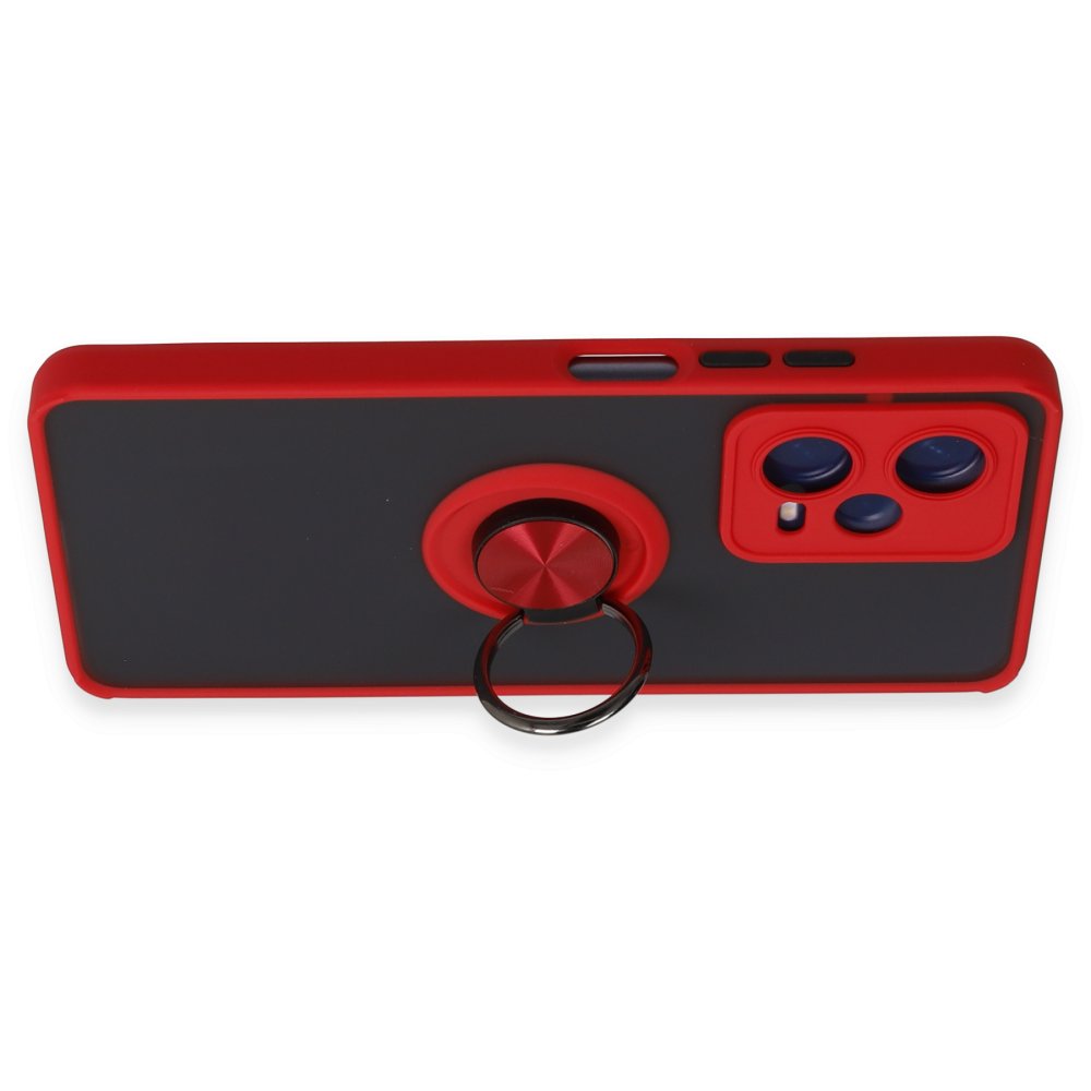 Newface Xiaomi Redmi Note 12 5G Kılıf Montreal Yüzüklü Silikon Kapak - Kırmızı