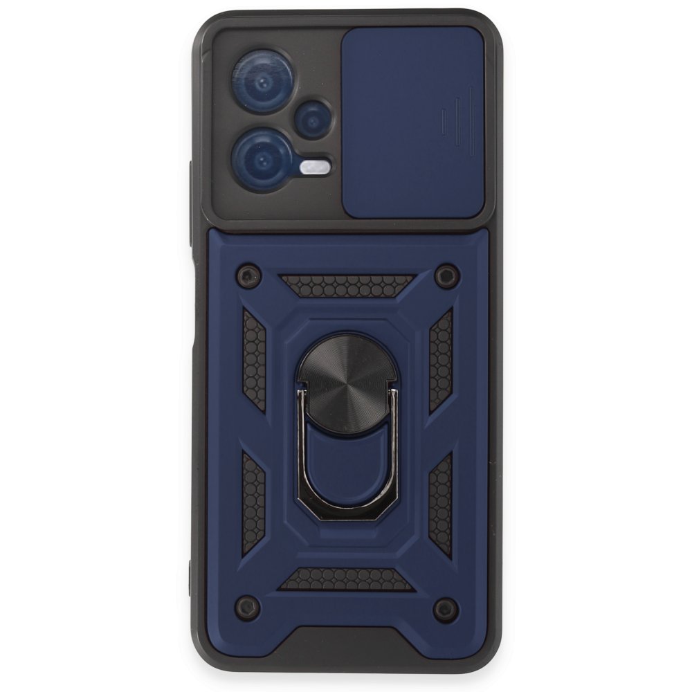 Newface Xiaomi Redmi Note 12 5G Kılıf Pars Lens Yüzüklü Silikon - Lacivert