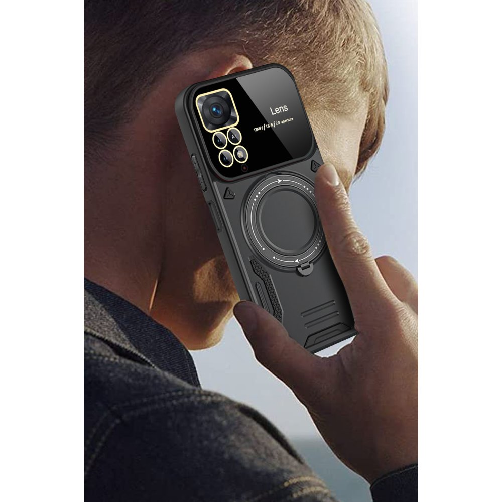 Newface Xiaomi Redmi Note 12 Pro 4G Kılıf Joy Lens Standlı Kapak - Kırmızı