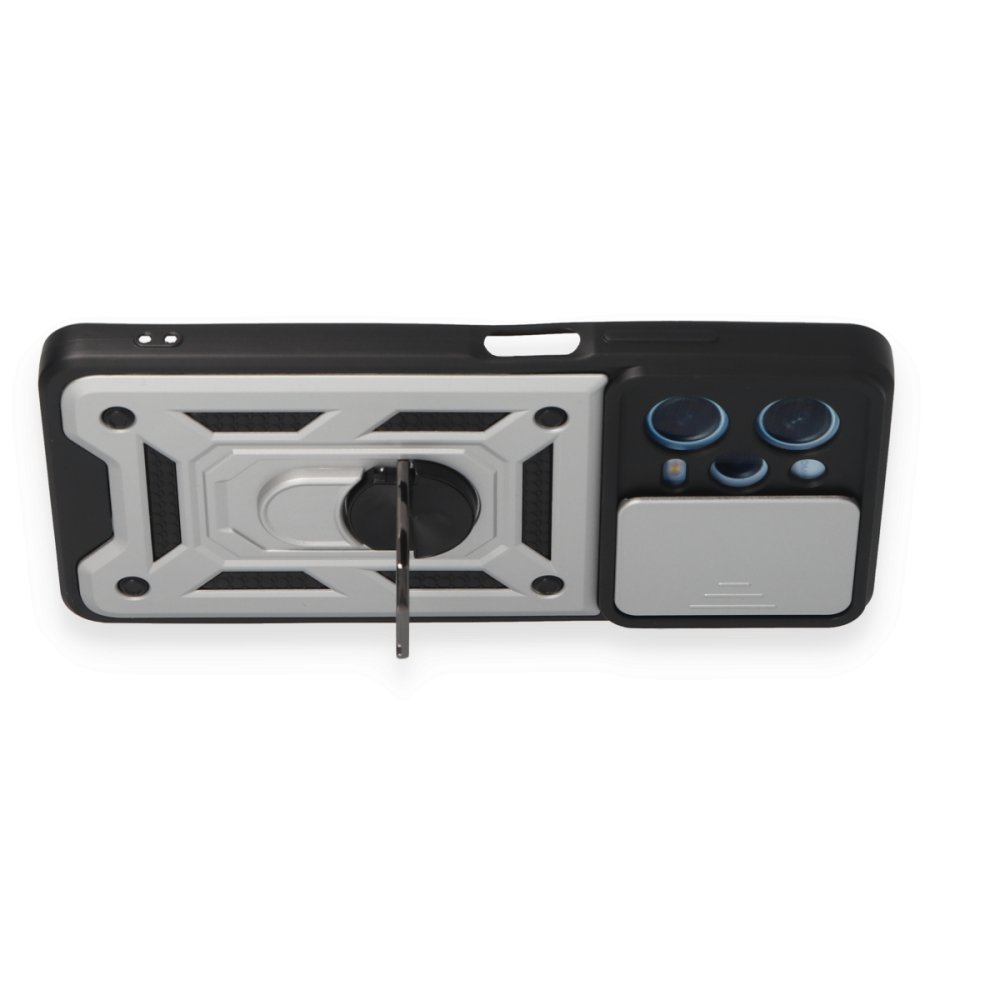 Newface Xiaomi Redmi Note 12 Pro 5G Kılıf Pars Lens Yüzüklü Silikon - Gümüş