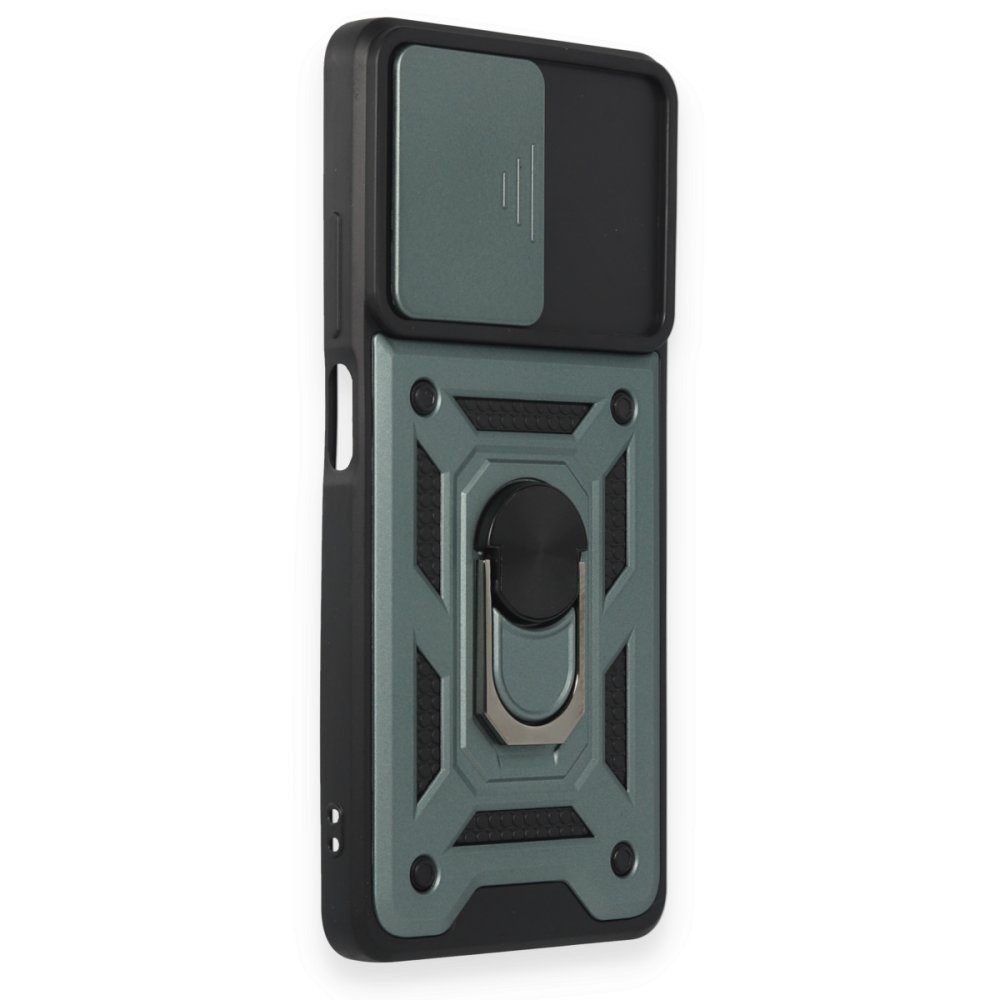 Newface Xiaomi Redmi Note 12 Pro 5G Kılıf Pars Lens Yüzüklü Silikon - Yeşil