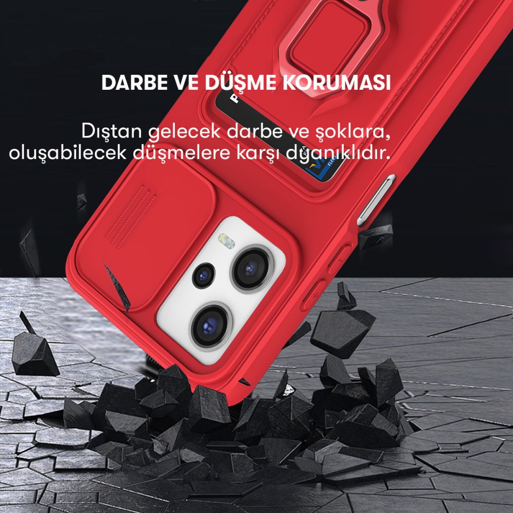 Newface Xiaomi Redmi Note 12 Pro 5G Kılıf Zuma Kartvizitli Yüzüklü Silikon - Lacivert