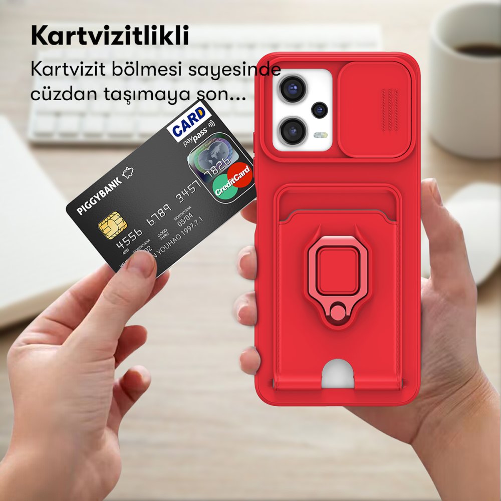 Newface Xiaomi Redmi Note 12 Pro 5G Kılıf Zuma Kartvizitli Yüzüklü Silikon - Lacivert