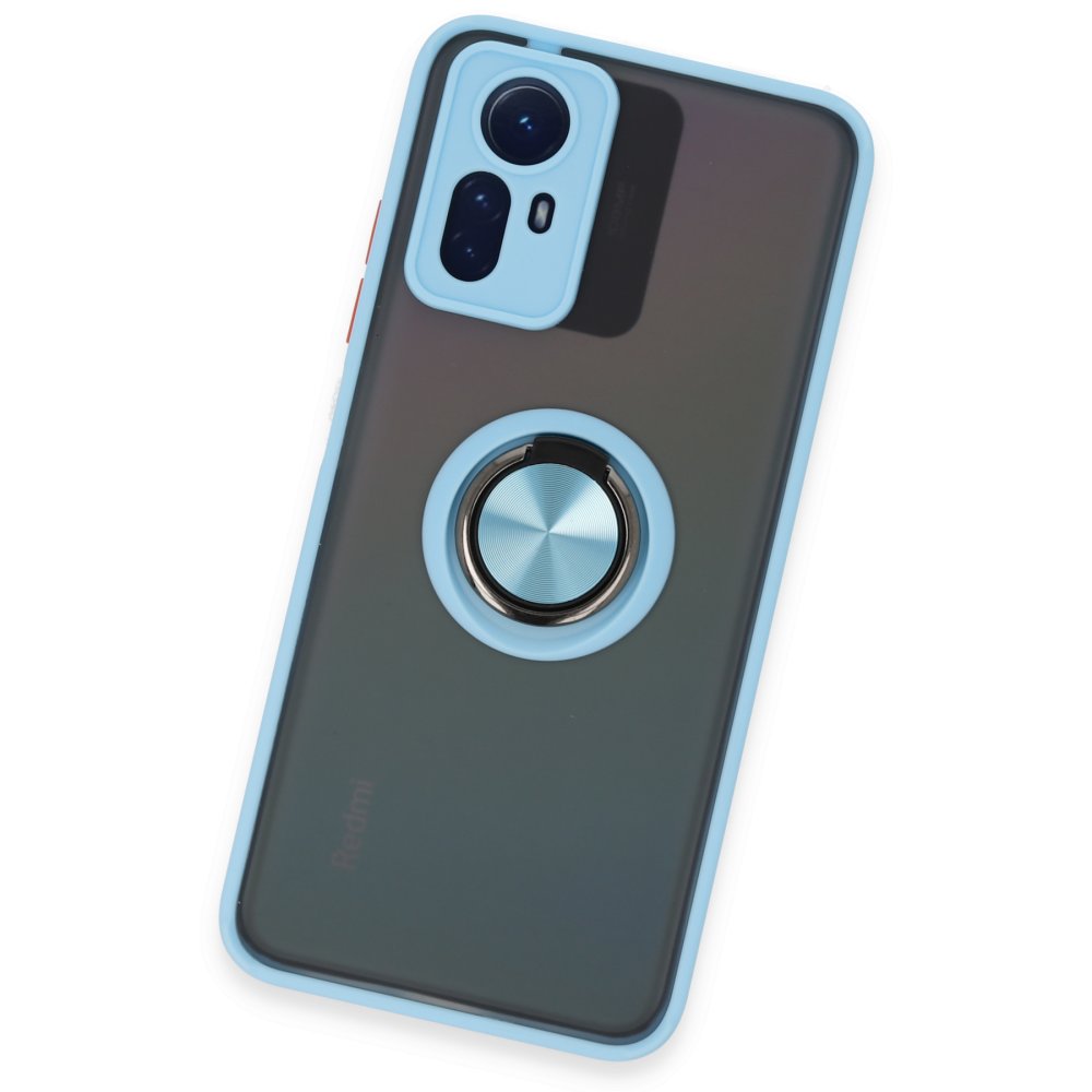 Newface Xiaomi Redmi Note 12S Kılıf Montreal Yüzüklü Silikon Kapak - Buz Mavi