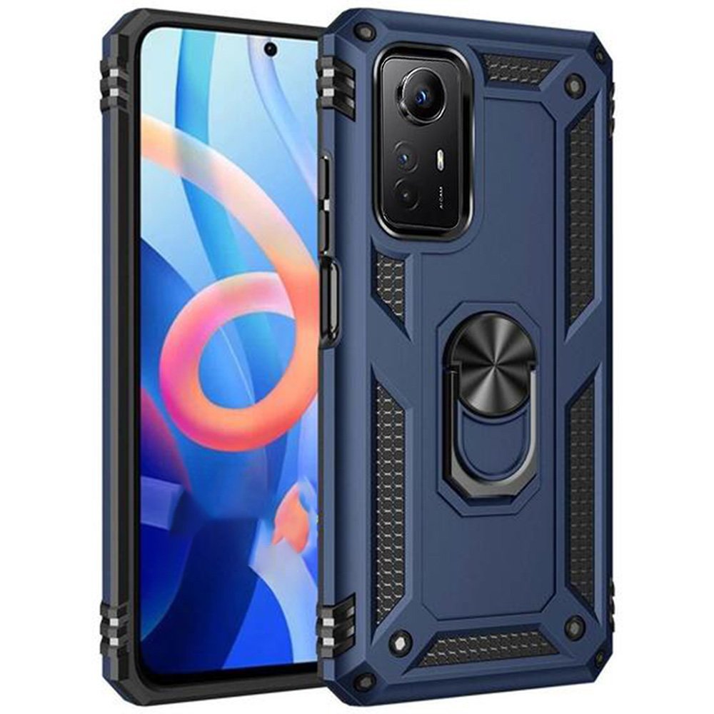 Newface Xiaomi Redmi Note 12S Kılıf Sofya Yüzüklü Silikon Kapak - Lacivert