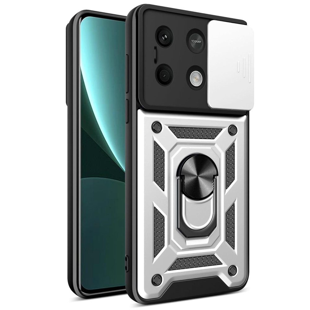 Newface Xiaomi Redmi Note 13 5G Kılıf Pars Lens Yüzüklü Silikon - Gümüş