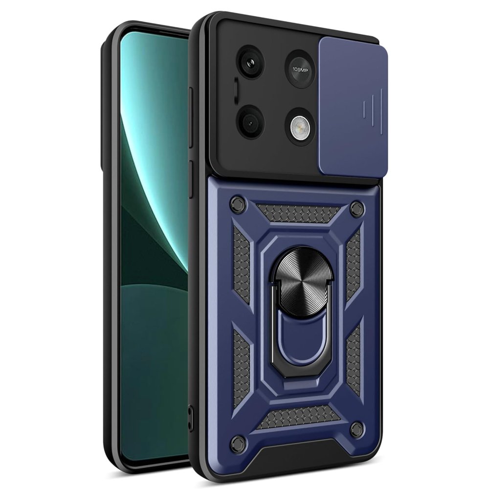 Newface Xiaomi Redmi Note 13 5G Kılıf Pars Lens Yüzüklü Silikon - Lacivert