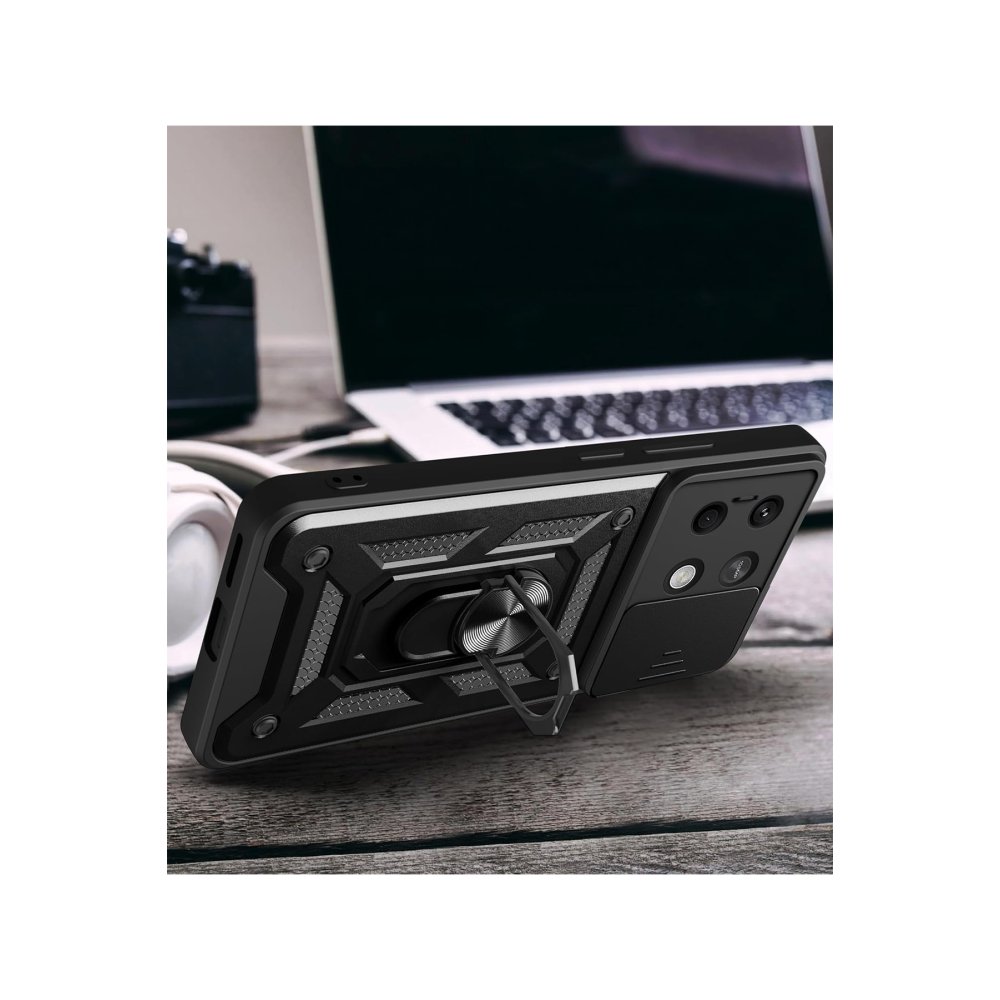 Newface Xiaomi Redmi Note 13 5G Kılıf Pars Lens Yüzüklü Silikon - Yeşil