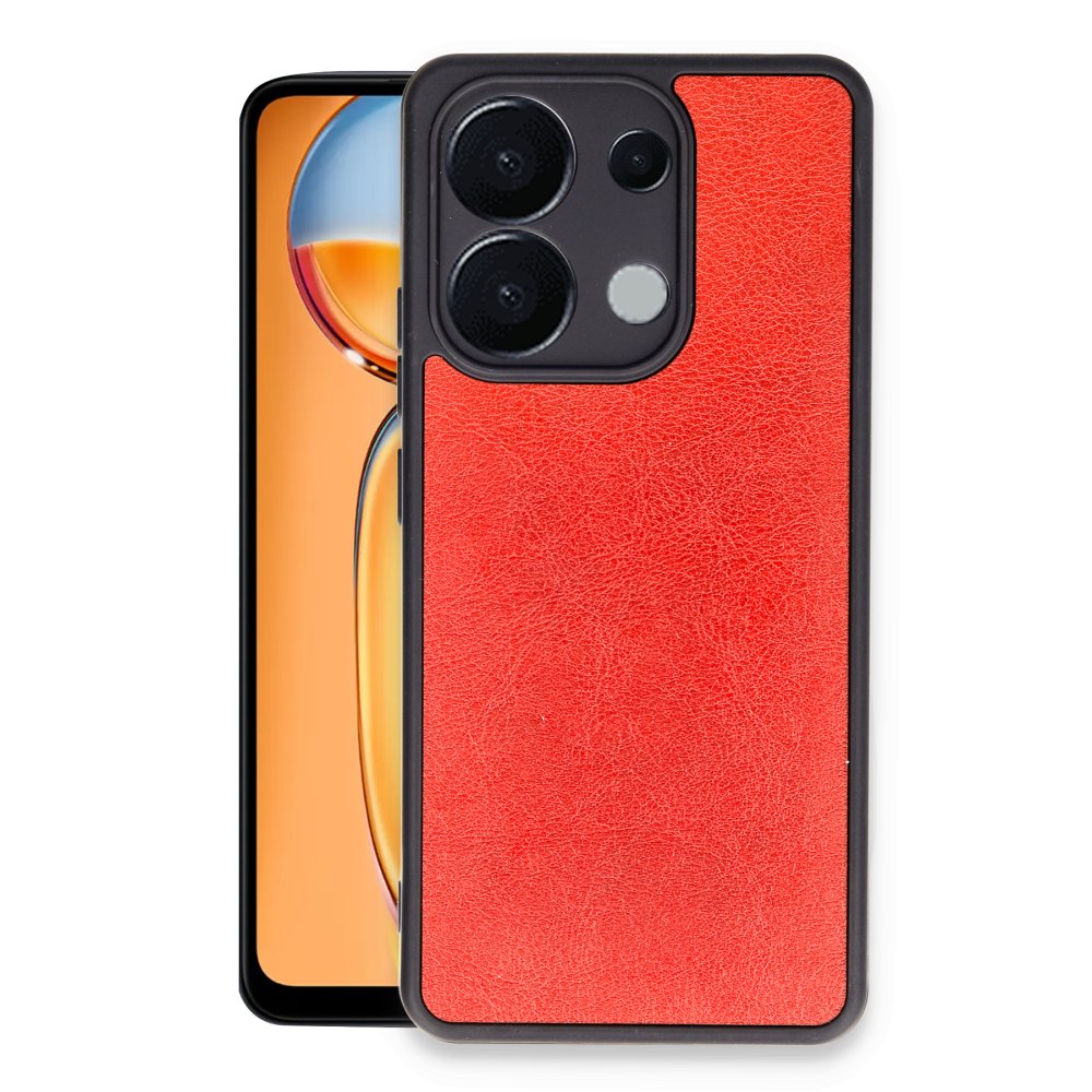 Newface Xiaomi Redmi Note 13 Pro 5G Kılıf Aras Deri Kapak - Kırmızı