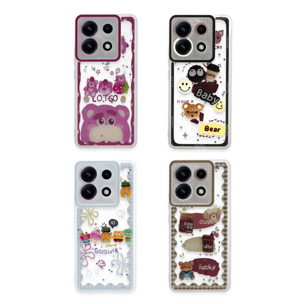 Newface Xiaomi Redmi Note 13 Pro 5G Kılıf Sweet Desenli Silikon Kapak - Şeffaf