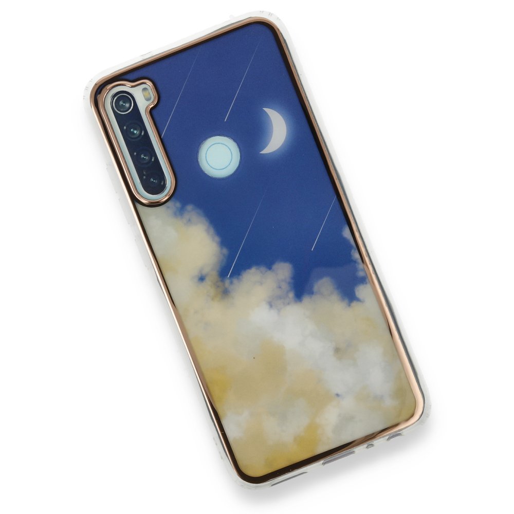 Newface Xiaomi Redmi Note 8 Kılıf Çiçekli Silikon - Lacivert