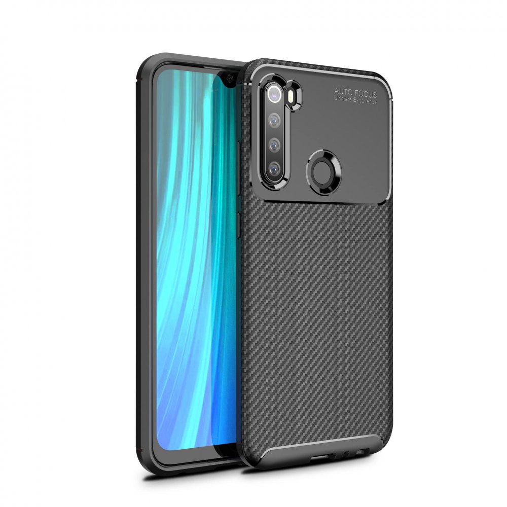 Newface Xiaomi Redmi Note 8 Kılıf Auto Focus Karbon Kapak - Siyah