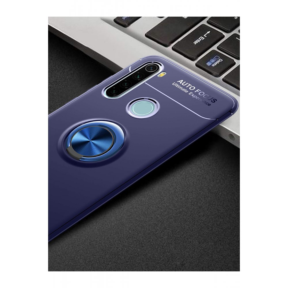 Newface Xiaomi Redmi Note 8 Kılıf Range Yüzüklü Silikon - Mavi