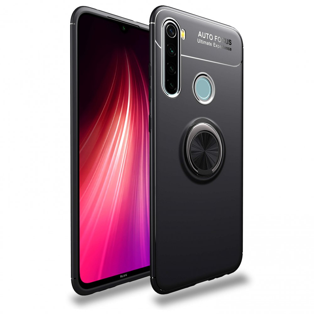 Newface Xiaomi Redmi Note 8 Kılıf Range Yüzüklü Silikon - Siyah