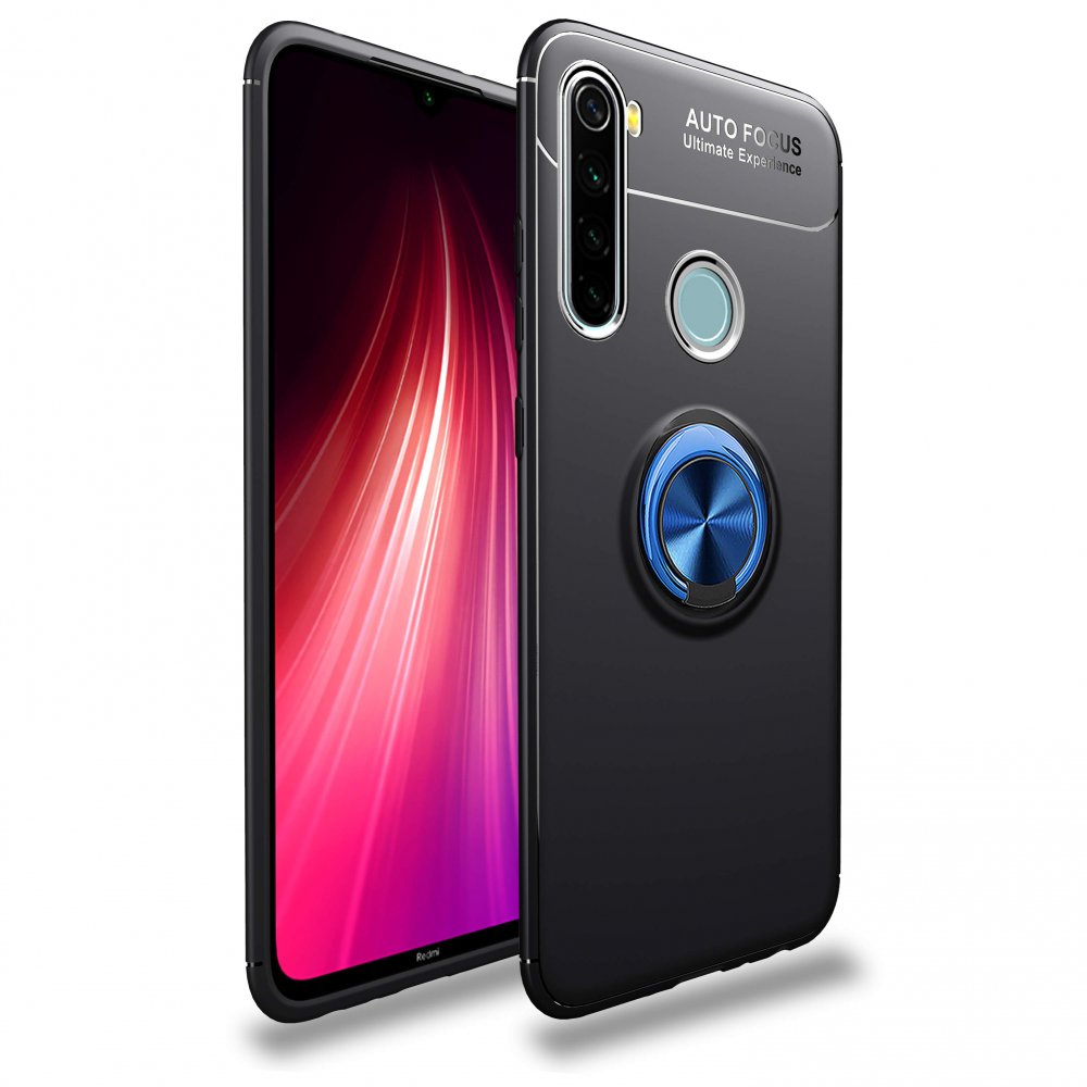Newface Xiaomi Redmi Note 8 Kılıf Range Yüzüklü Silikon - Siyah-Mavi