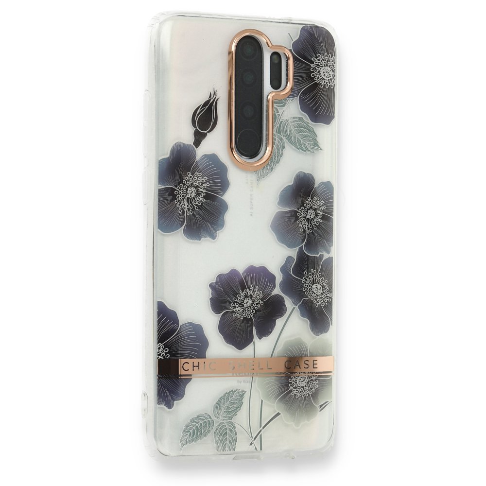 Newface Xiaomi Redmi Note 8 Pro Kılıf Çiçekli Silikon - Mor