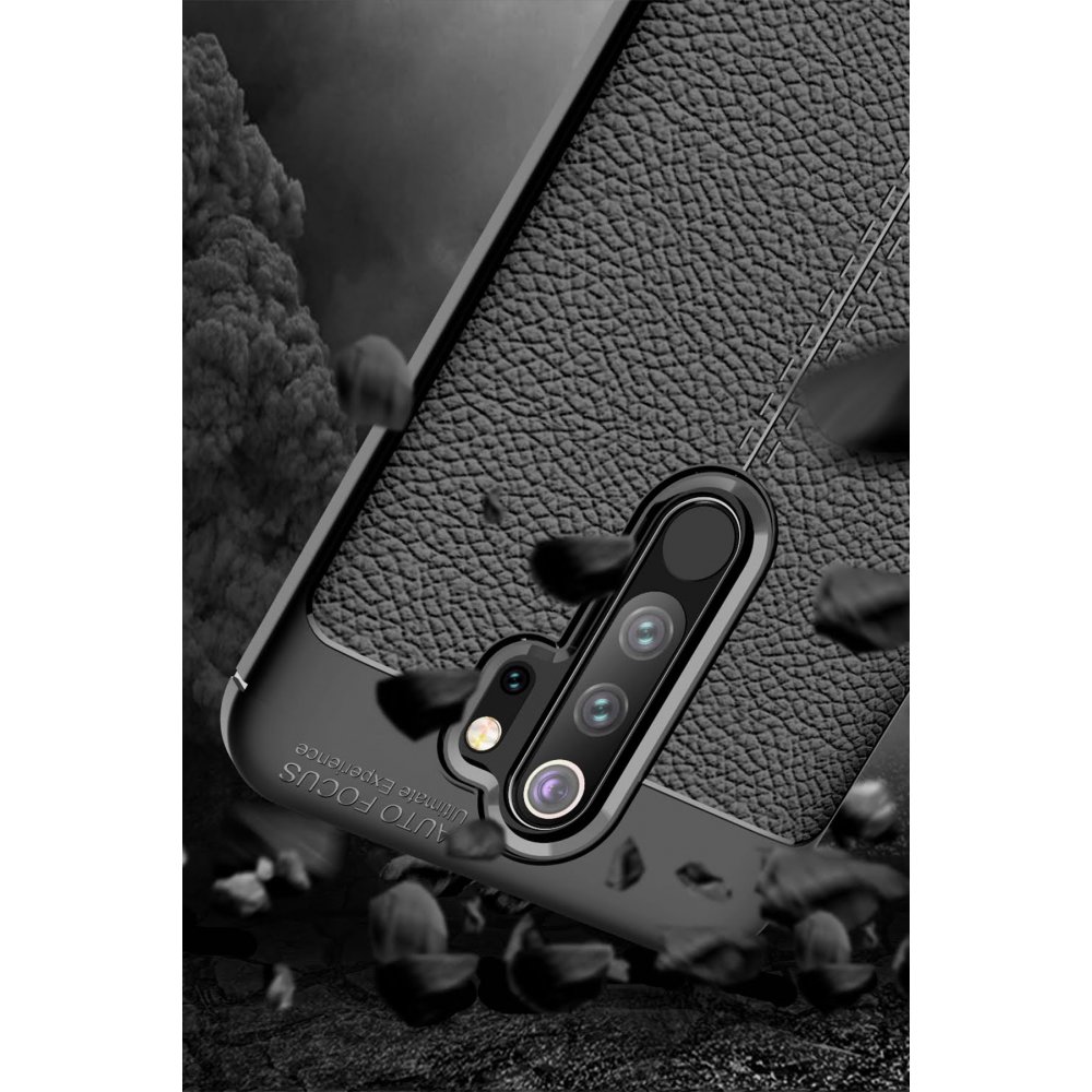 Newface Xiaomi Redmi Note 8 Pro Kılıf Focus Derili Silikon - Siyah