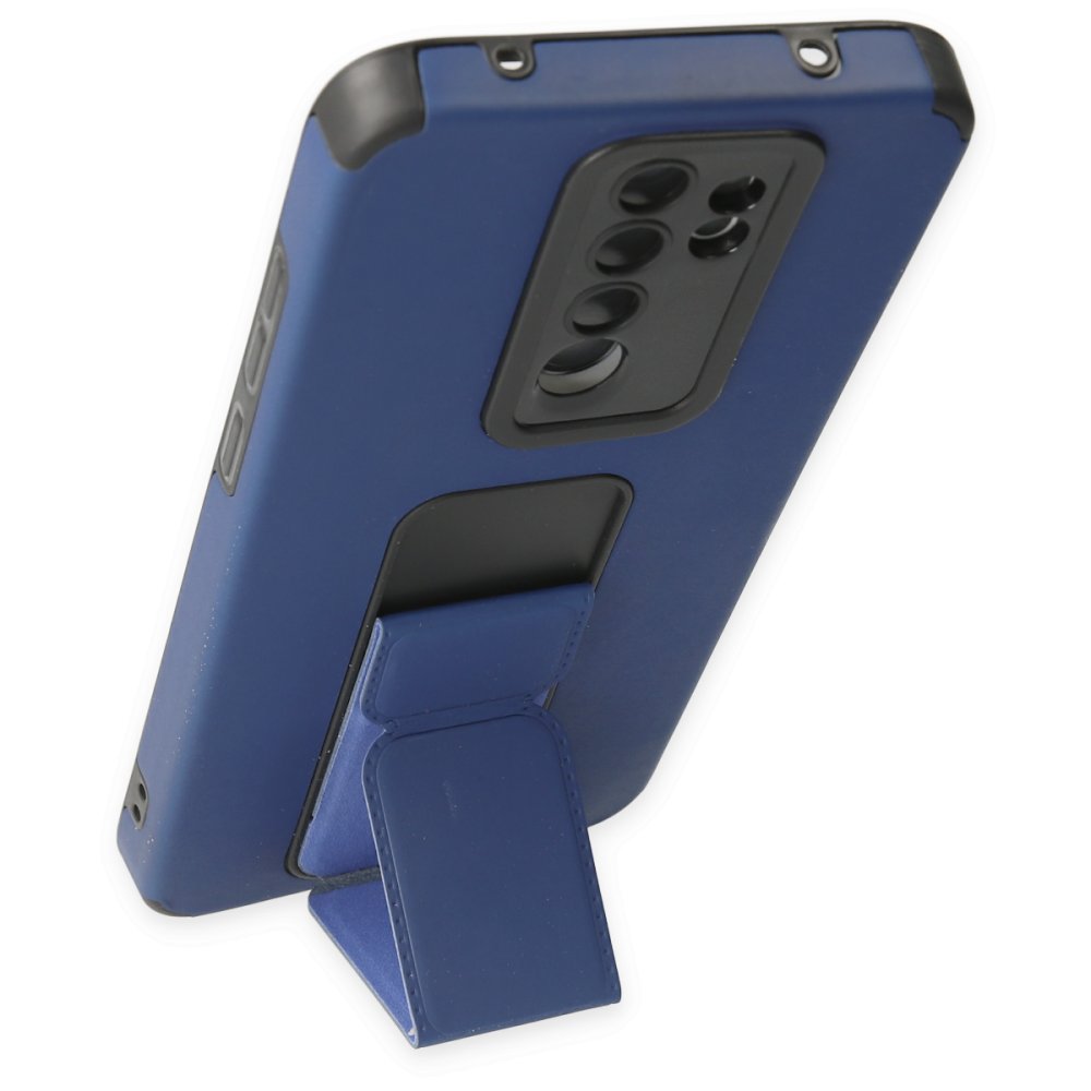 Newface Xiaomi Redmi Note 8 Pro Kılıf Mega Standlı Silikon - Mavi