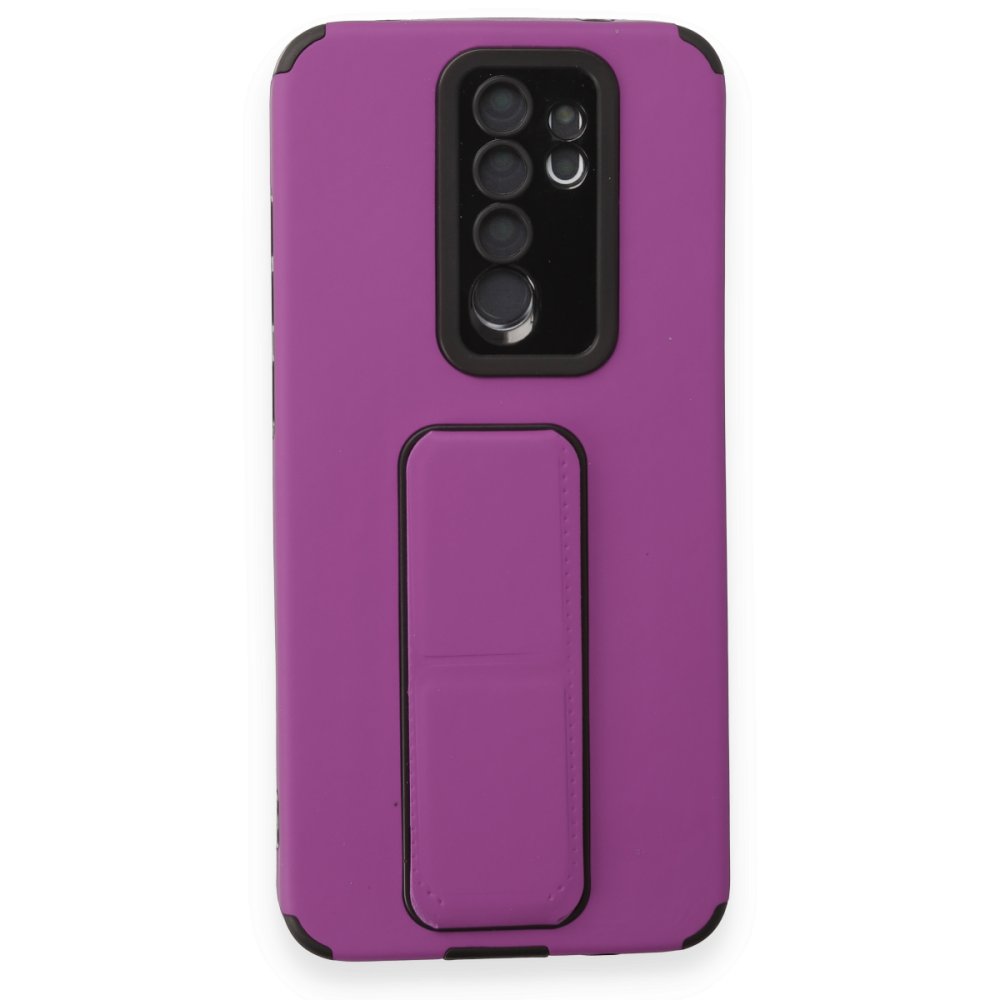 Newface Xiaomi Redmi Note 8 Pro Kılıf Mega Standlı Silikon - Mor