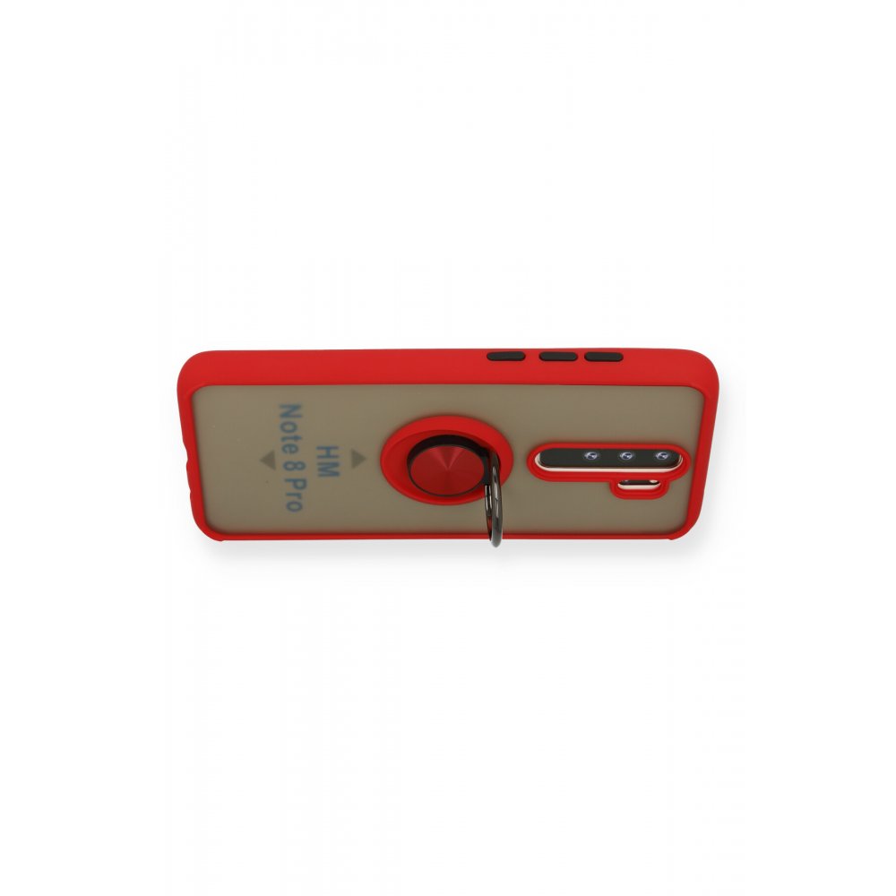 Newface Xiaomi Redmi Note 8 Pro Kılıf Montreal Yüzüklü Silikon Kapak - Kırmızı