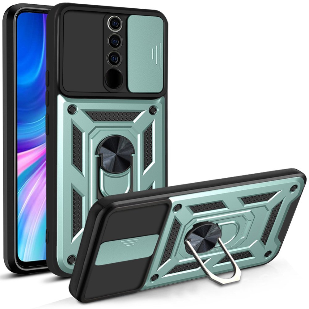 Newface Xiaomi Redmi Note 8 Pro Kılıf Pars Lens Yüzüklü Silikon - Yeşil