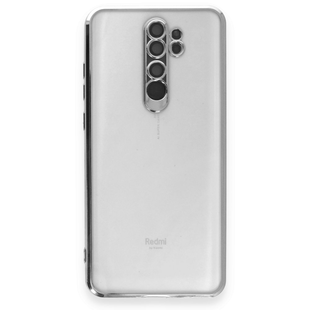 Newface Xiaomi Redmi Note 8 Pro Kılıf Razer Lensli Silikon - Gümüş